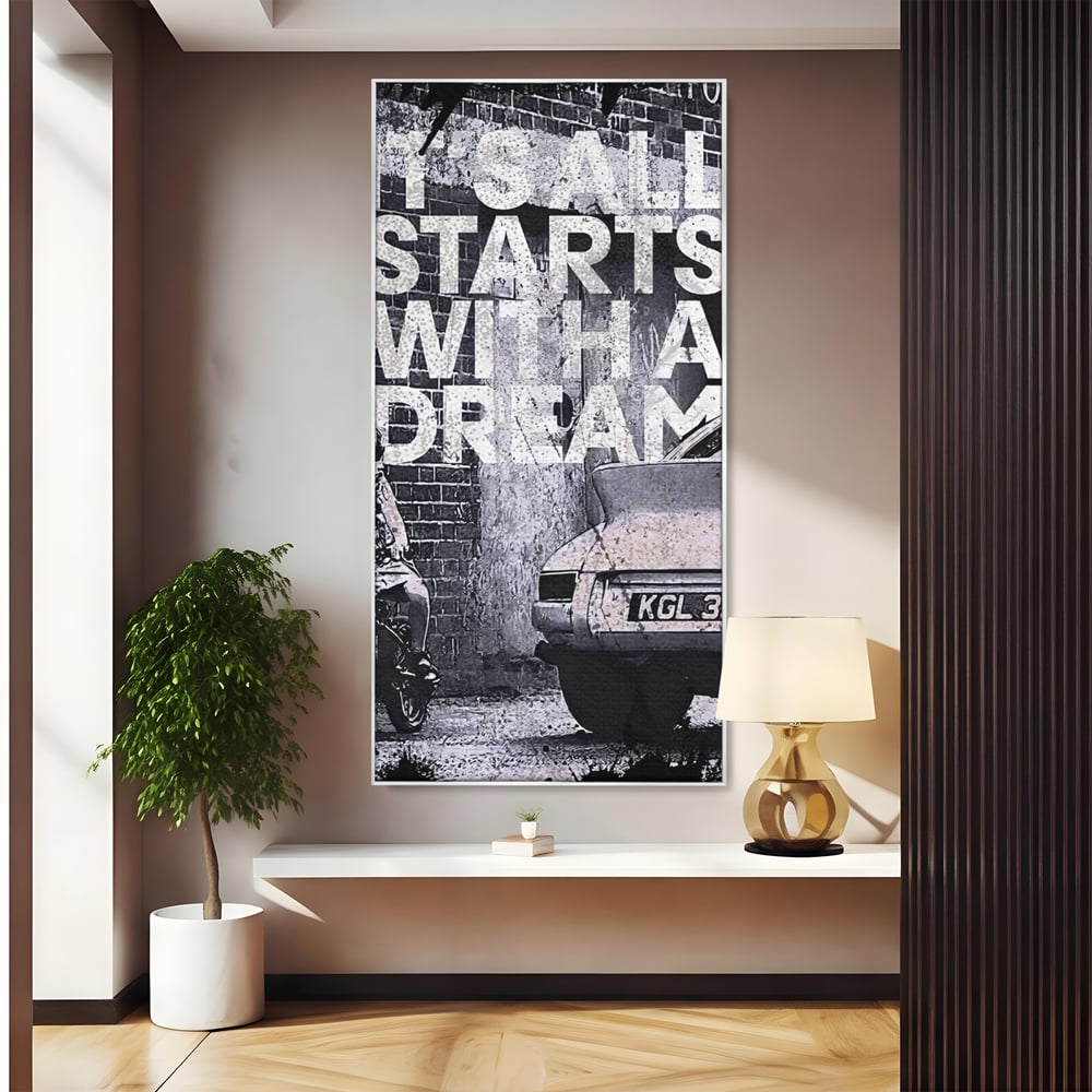 Tablou Canvas Premium LuxCanva® B1021 It's all starts with a dream , Vise, Motivational, Copil, Culori Vibrante
