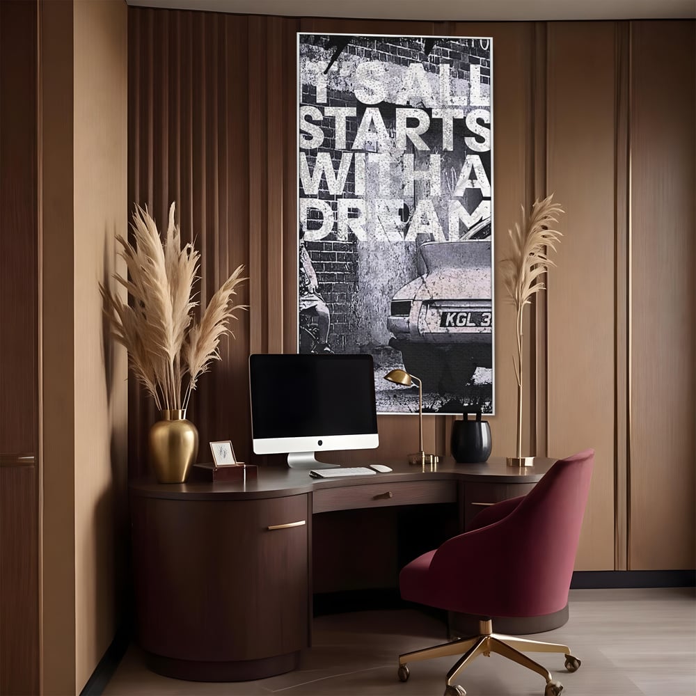 Tablou Canvas Premium LuxCanva® B1021 It's all starts with a dream , Vise, Motivational, Copil, Culori Vibrante