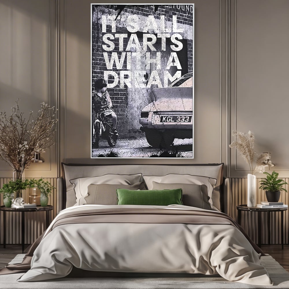 Tablou Canvas Premium LuxCanva® B1021 It's all starts with a dream , Vise, Motivational, Copil, Culori Vibrante