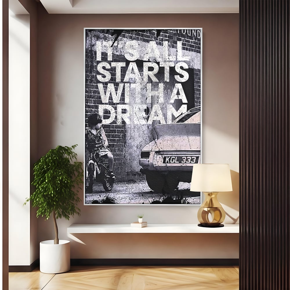 Tablou Canvas Premium LuxCanva® B1021 It's all starts with a dream , Vise, Motivational, Copil, Culori Vibrante