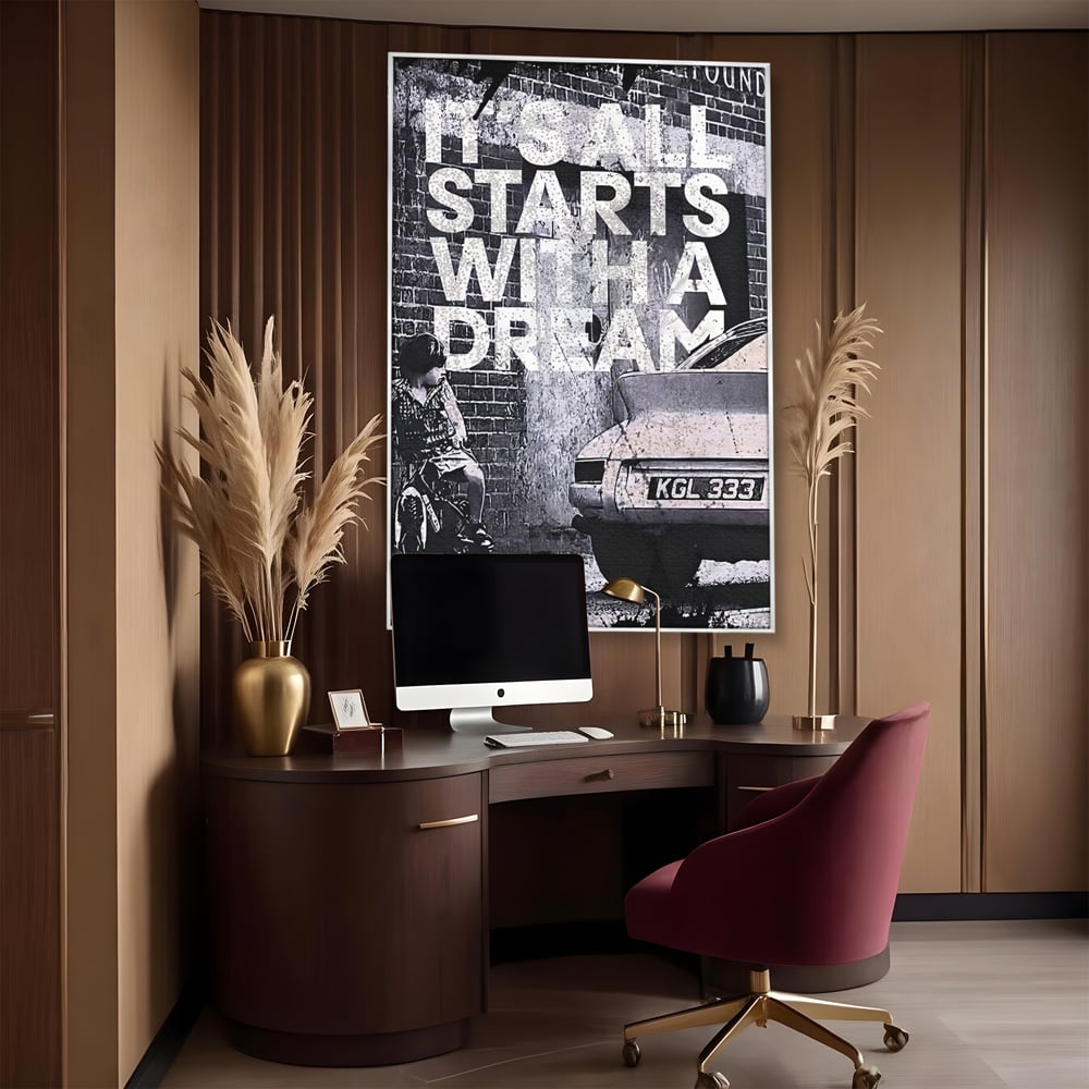 Tablou Canvas Premium LuxCanva® B1021 It's all starts with a dream , Vise, Motivational, Copil, Culori Vibrante