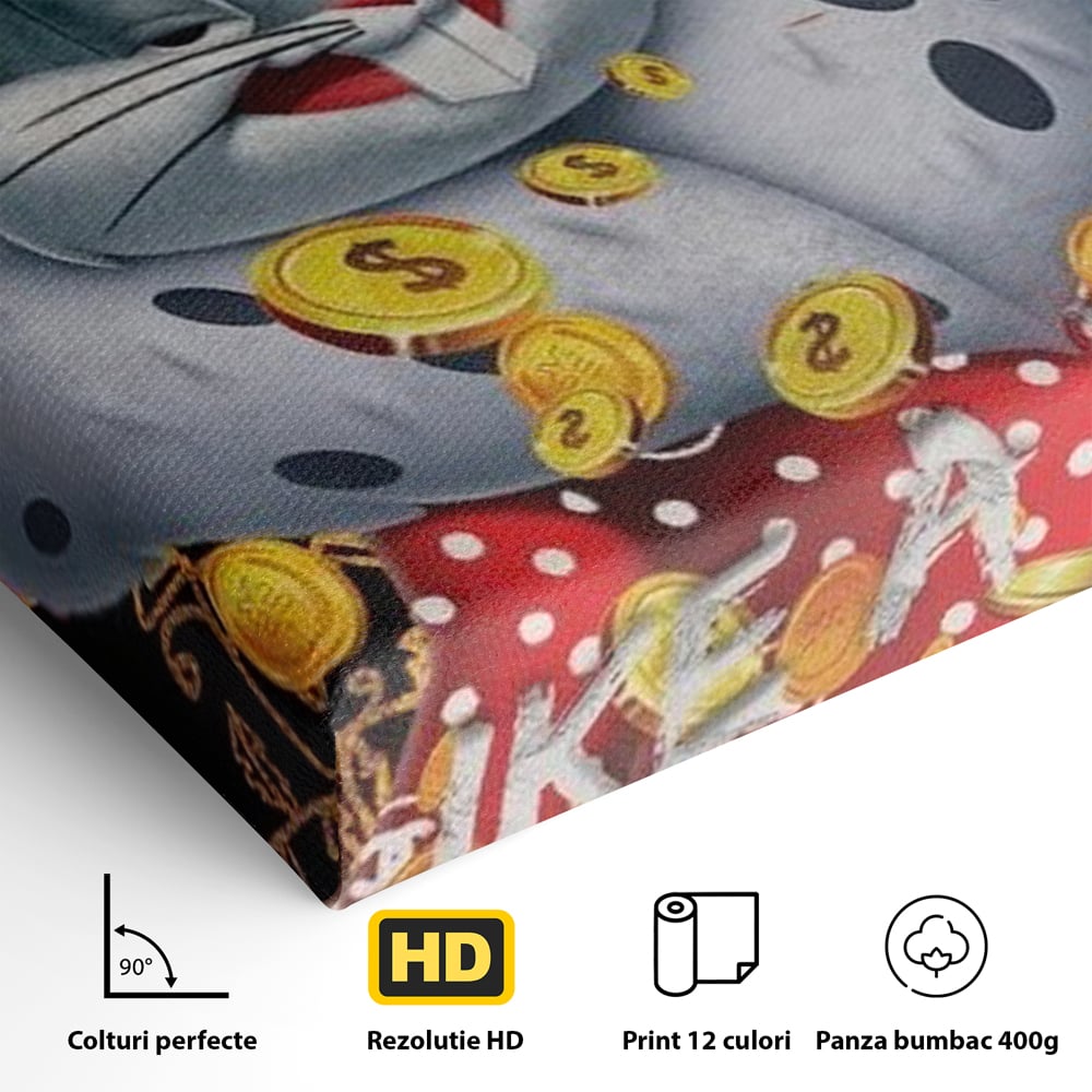 Tablou Canvas Premium, LuxCanva® B1023 King Bugs Bunny, Desene Animate, Bugs Bunny, Disney, Dolari, Rege, Culori Vibrante