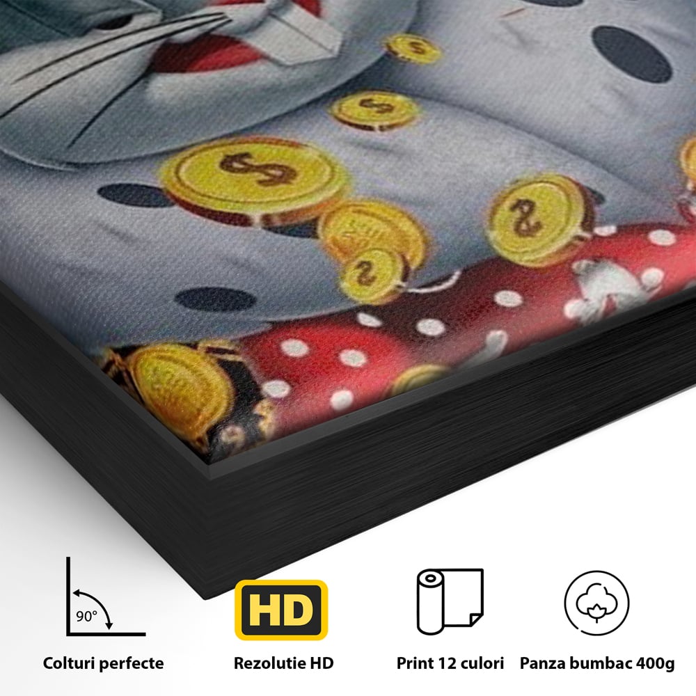 Tablou Canvas Premium, LuxCanva® B1023 King Bugs Bunny, Desene Animate, Bugs Bunny, Disney, Dolari, Rege, Culori Vibrante
