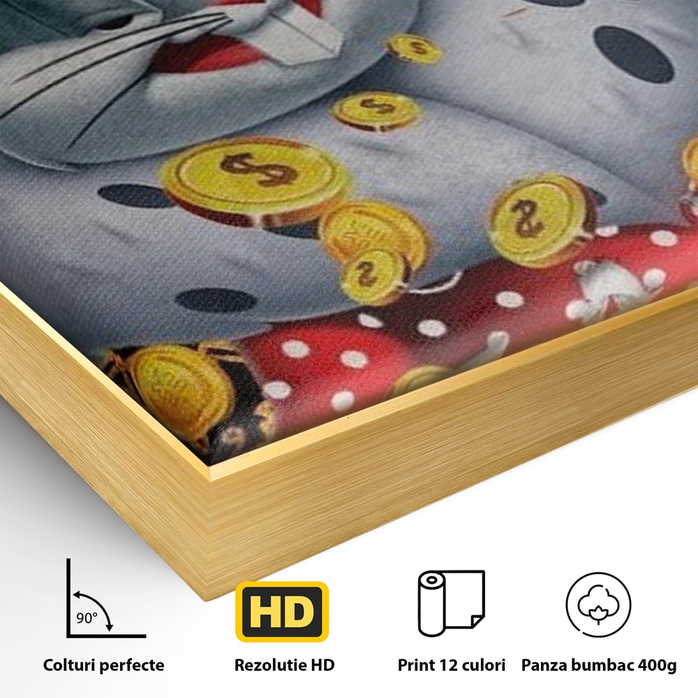 Tablou Canvas Premium, LuxCanva® B1023 King Bugs Bunny, Desene Animate, Bugs Bunny, Disney, Dolari, Rege, Culori Vibrante