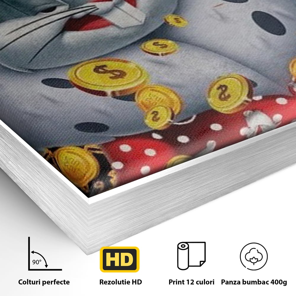 Tablou Canvas Premium, LuxCanva® B1023 King Bugs Bunny, Desene Animate, Bugs Bunny, Disney, Dolari, Rege, Culori Vibrante