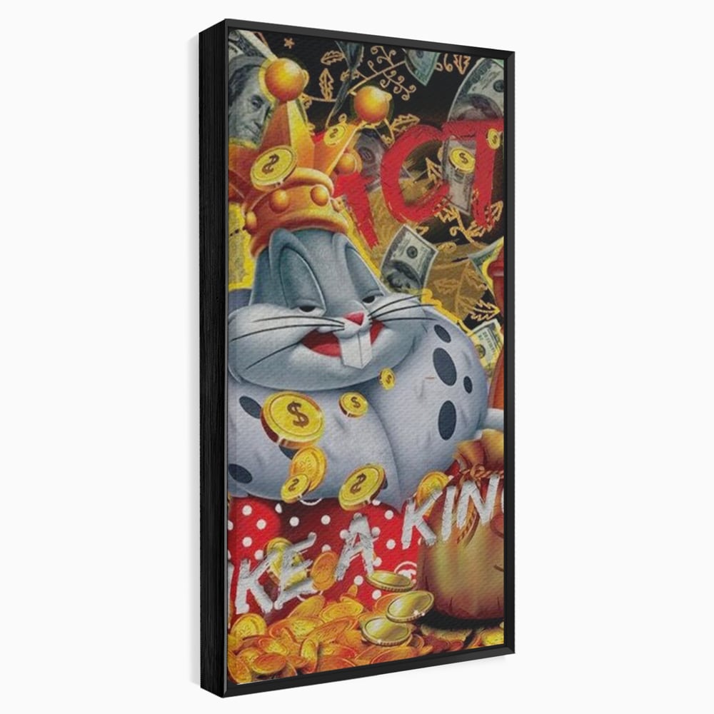 Tablou Canvas Premium, LuxCanva® B1023 King Bugs Bunny, Desene Animate, Bugs Bunny, Disney, Dolari, Rege, Culori Vibrante