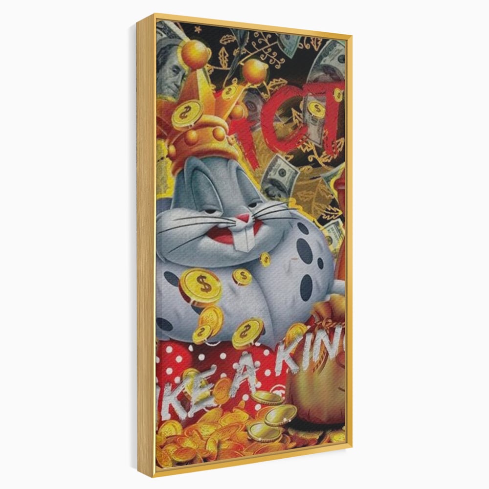 Tablou Canvas Premium, LuxCanva® B1023 King Bugs Bunny, Desene Animate, Bugs Bunny, Disney, Dolari, Rege, Culori Vibrante
