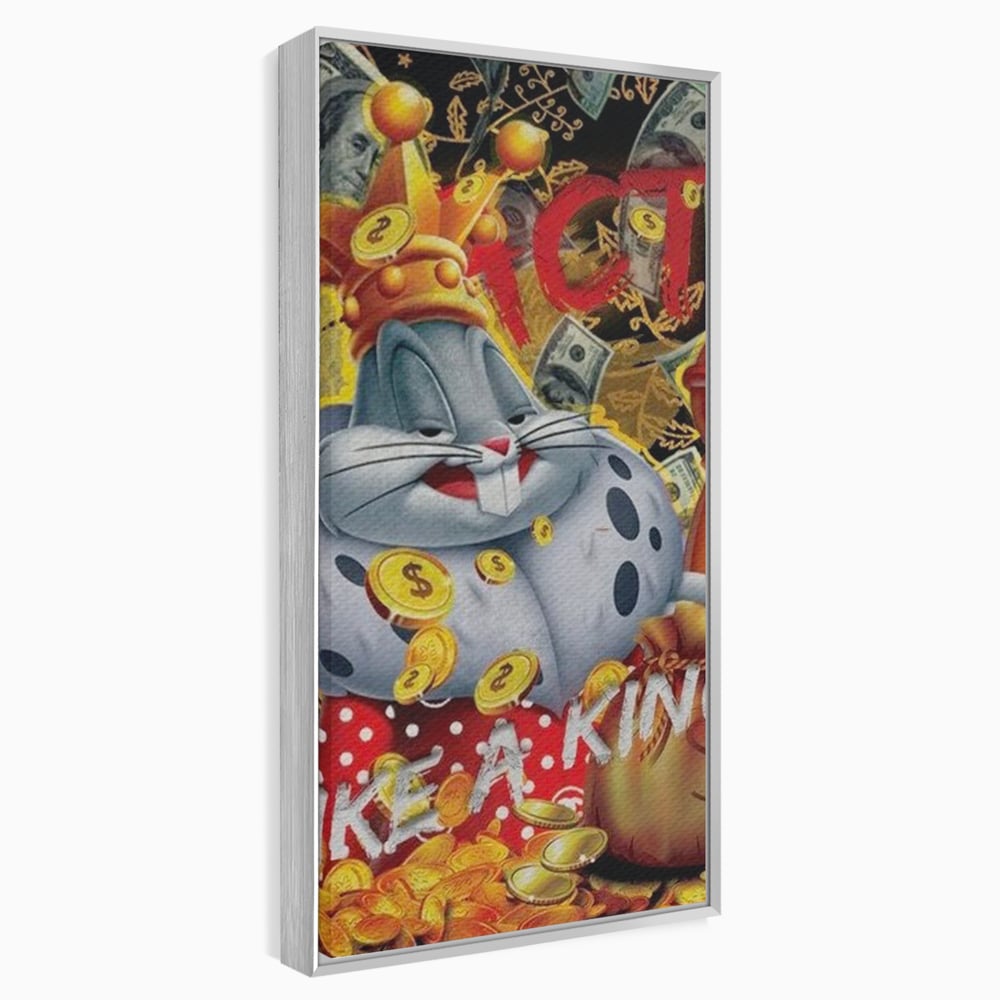Tablou Canvas Premium, LuxCanva® B1023 King Bugs Bunny, Desene Animate, Bugs Bunny, Disney, Dolari, Rege, Culori Vibrante