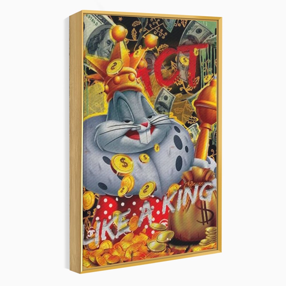 Tablou Canvas Premium, LuxCanva® B1023 King Bugs Bunny, Desene Animate, Bugs Bunny, Disney, Dolari, Rege, Culori Vibrante