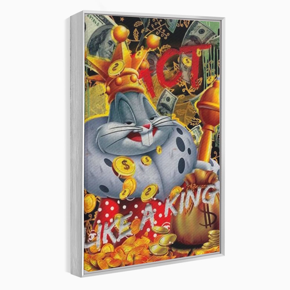 Tablou Canvas Premium, LuxCanva® B1023 King Bugs Bunny, Desene Animate, Bugs Bunny, Disney, Dolari, Rege, Culori Vibrante