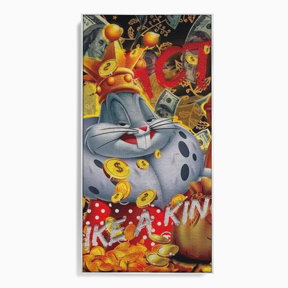 Tablou Canvas Premium, LuxCanva® B1023 King Bugs Bunny, Desene Animate, Bugs Bunny, Disney, Dolari, Rege, Culori Vibrante