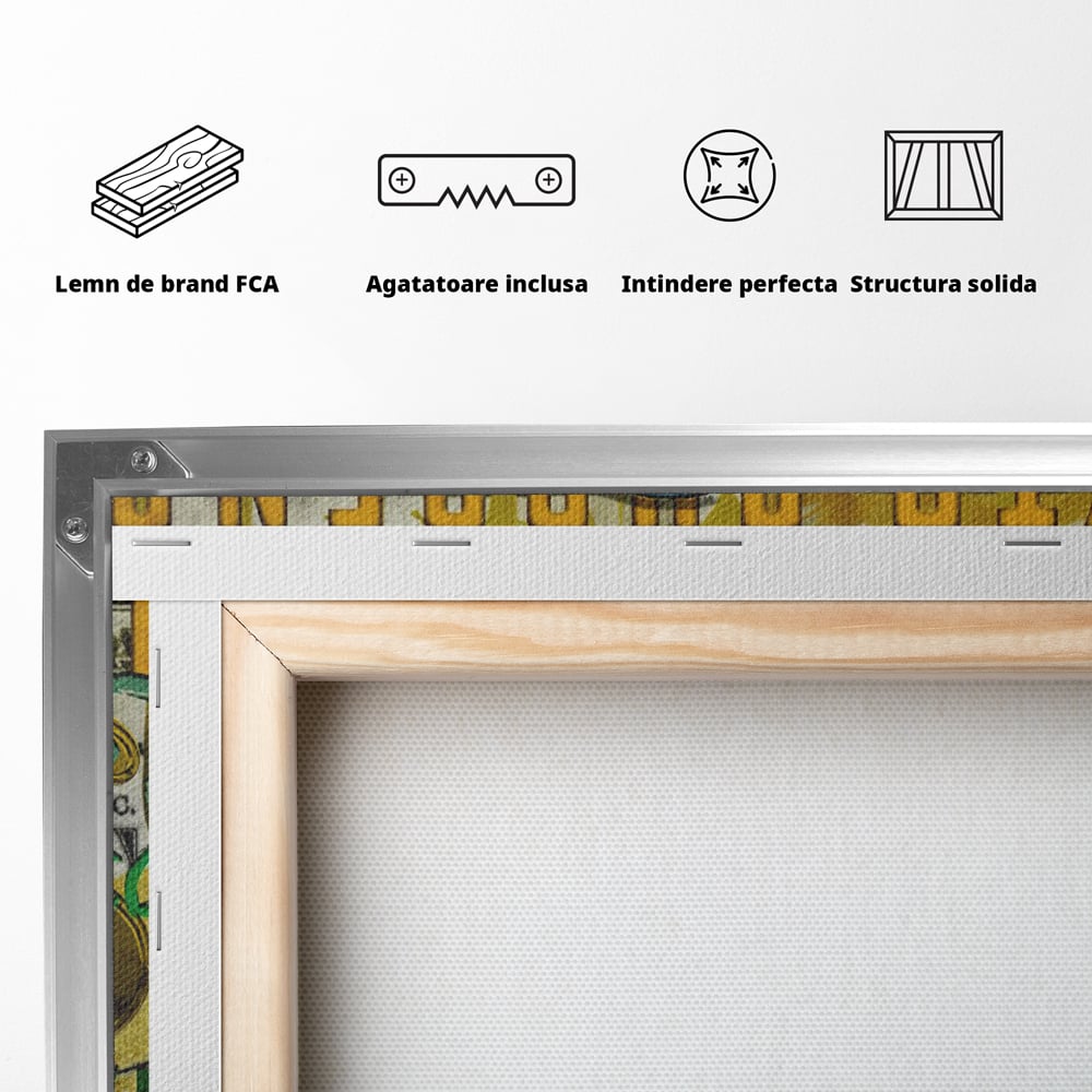Tablou Canvas Premium, LuxCanva® B1025 Donald Duck Bitcoin, Donald Duck, Bani, Bitcoin, Crypto, Culori Vibrante