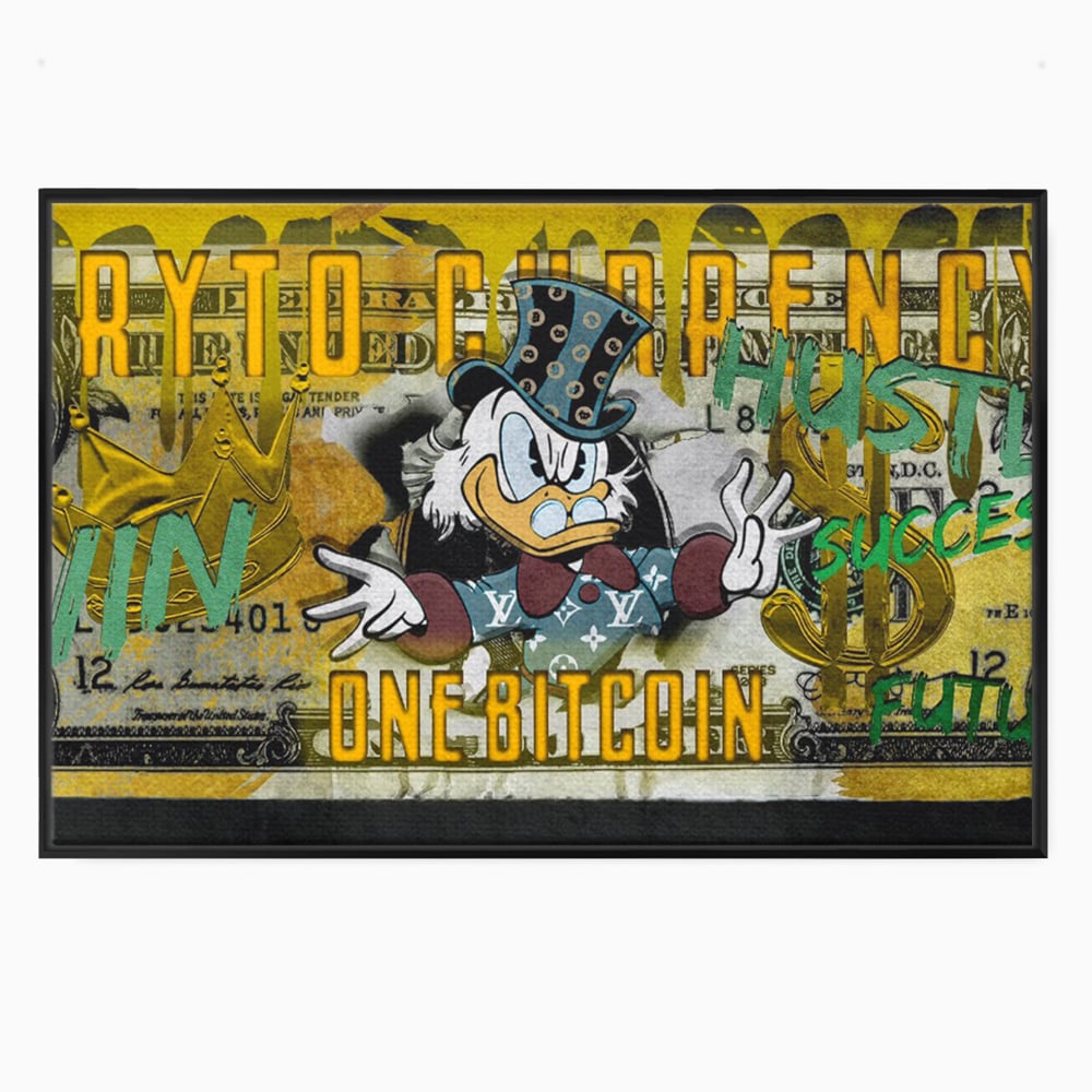 Tablou Canvas Premium, LuxCanva® B1025 Donald Duck Bitcoin, Donald Duck, Bani, Bitcoin, Crypto, Culori Vibrante