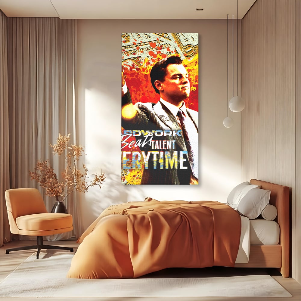 Tablou Canvas Premium LuxCanva® B1027, Wall Street ,  Decorativ, Film American, DiCaprio, Motivational, Culori Vibrante