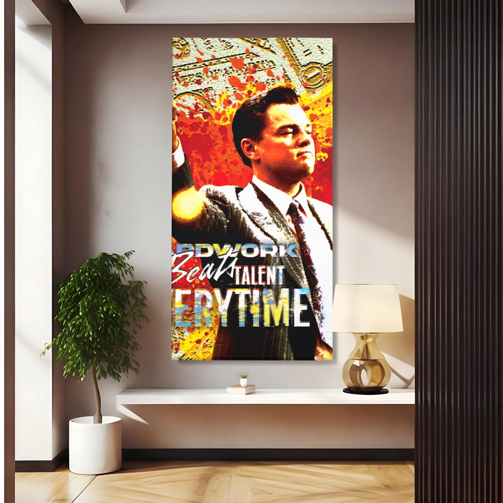 Tablou Canvas Premium LuxCanva® B1027, Wall Street ,  Decorativ, Film American, DiCaprio, Motivational, Culori Vibrante