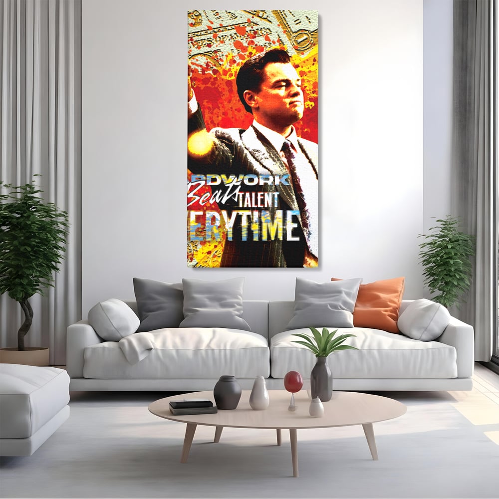 Tablou Canvas Premium LuxCanva® B1027, Wall Street ,  Decorativ, Film American, DiCaprio, Motivational, Culori Vibrante