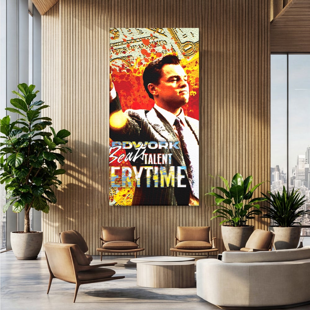 Tablou Canvas Premium LuxCanva® B1027, Wall Street ,  Decorativ, Film American, DiCaprio, Motivational, Culori Vibrante