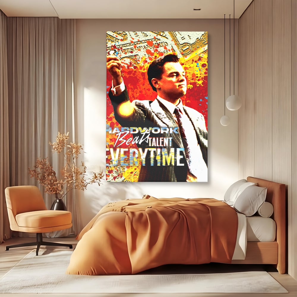 Tablou Canvas Premium LuxCanva® B1027, Wall Street ,  Decorativ, Film American, DiCaprio, Motivational, Culori Vibrante