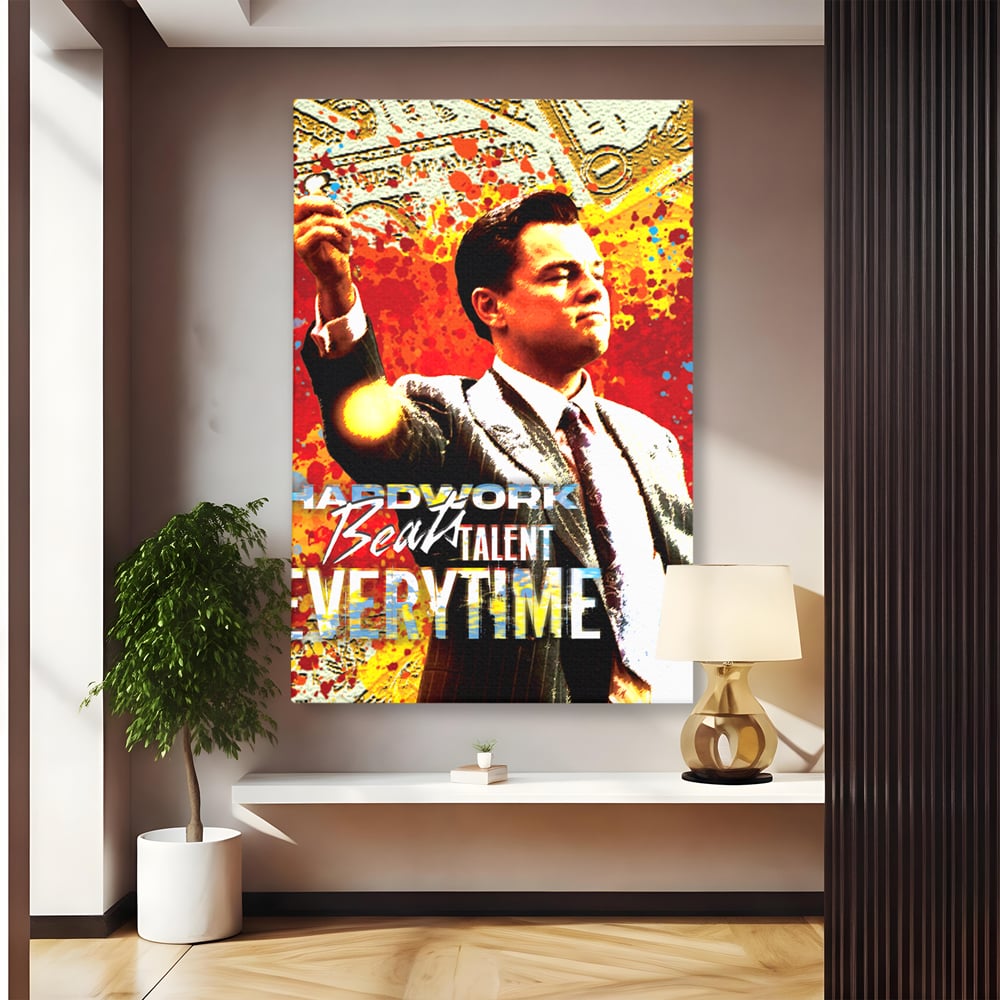 Tablou Canvas Premium LuxCanva® B1027, Wall Street ,  Decorativ, Film American, DiCaprio, Motivational, Culori Vibrante