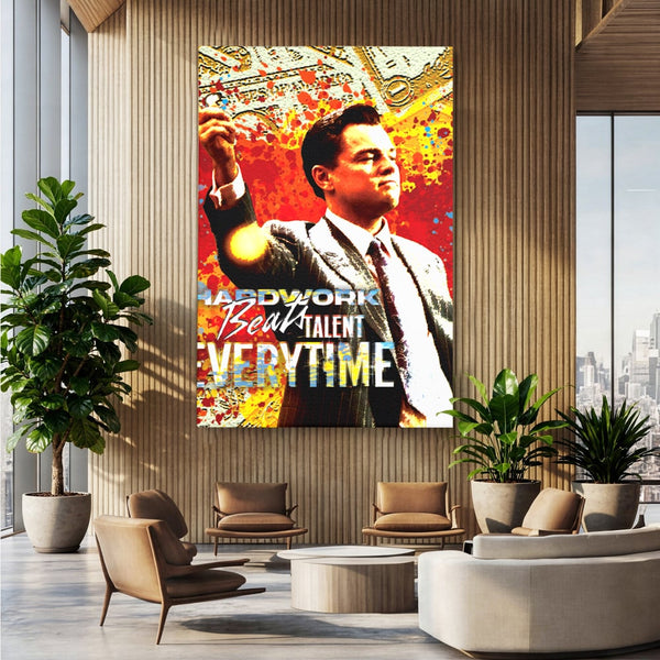 Tablou Canvas Premium LuxCanva® B1027, Wall Street ,  Decorativ, Film American, DiCaprio, Motivational, Culori Vibrante