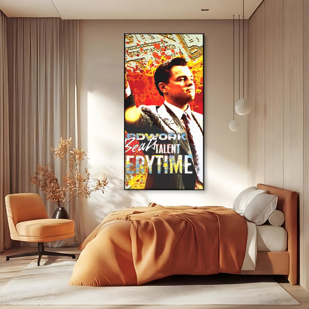 Tablou Canvas Premium LuxCanva® B1027, Wall Street ,  Decorativ, Film American, DiCaprio, Motivational, Culori Vibrante