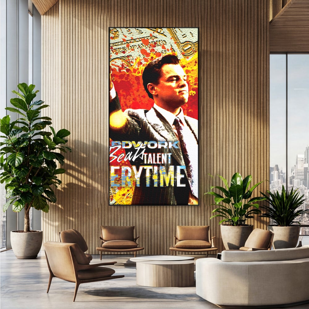 Tablou Canvas Premium LuxCanva® B1027, Wall Street ,  Decorativ, Film American, DiCaprio, Motivational, Culori Vibrante