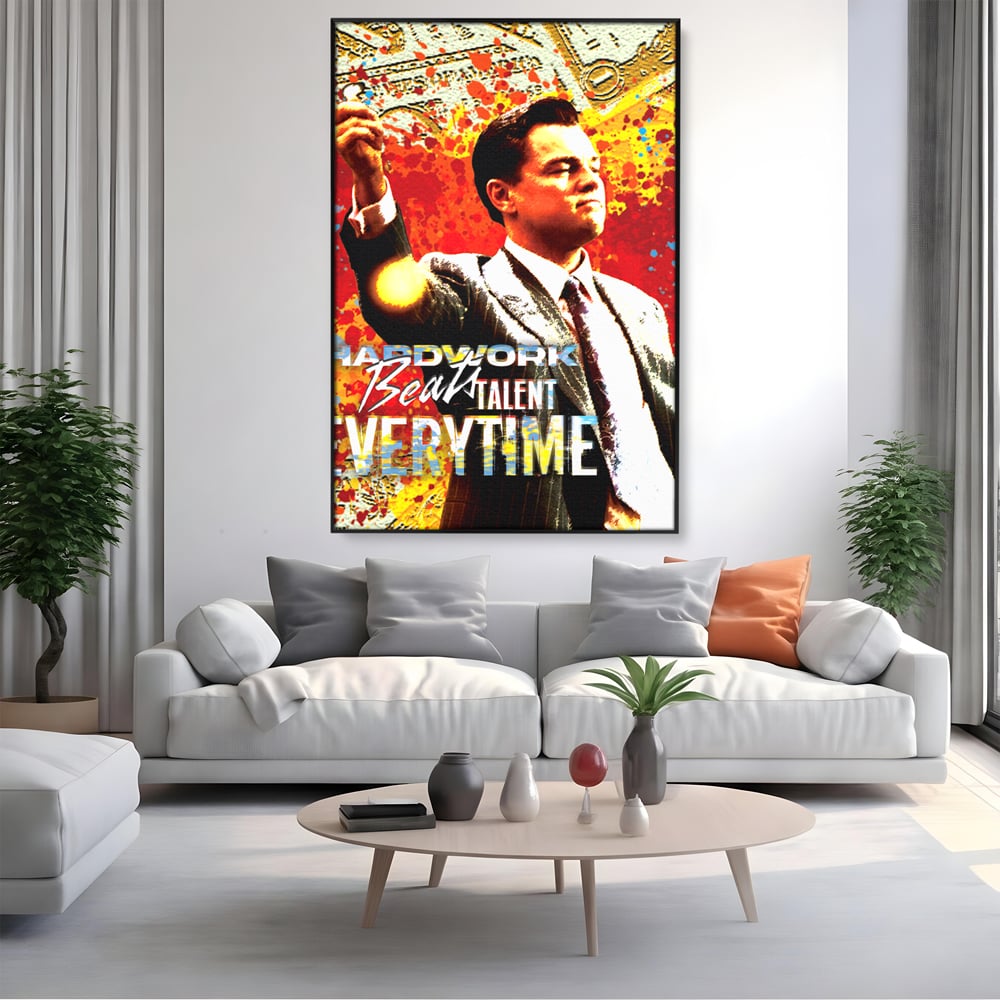 Tablou Canvas Premium LuxCanva® B1027, Wall Street ,  Decorativ, Film American, DiCaprio, Motivational, Culori Vibrante