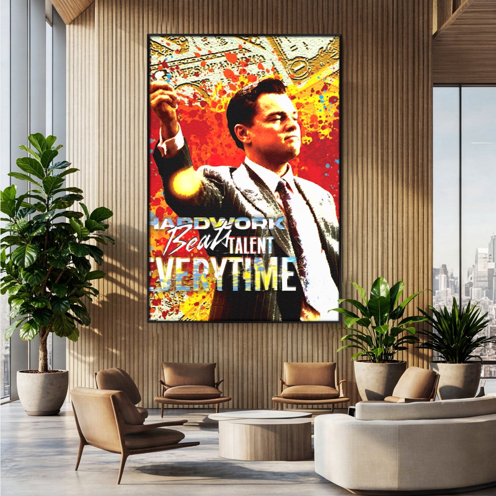 Tablou Canvas Premium LuxCanva® B1027, Wall Street ,  Decorativ, Film American, DiCaprio, Motivational, Culori Vibrante