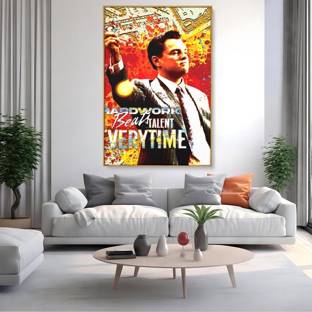 Tablou Canvas Premium LuxCanva® B1027, Wall Street ,  Decorativ, Film American, DiCaprio, Motivational, Culori Vibrante