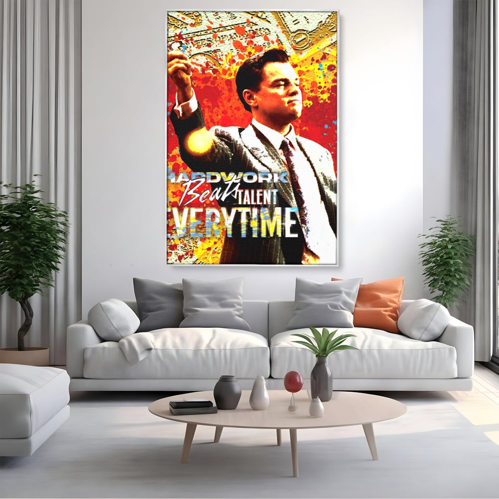 Tablou Canvas Premium LuxCanva® B1027, Wall Street ,  Decorativ, Film American, DiCaprio, Motivational, Culori Vibrante