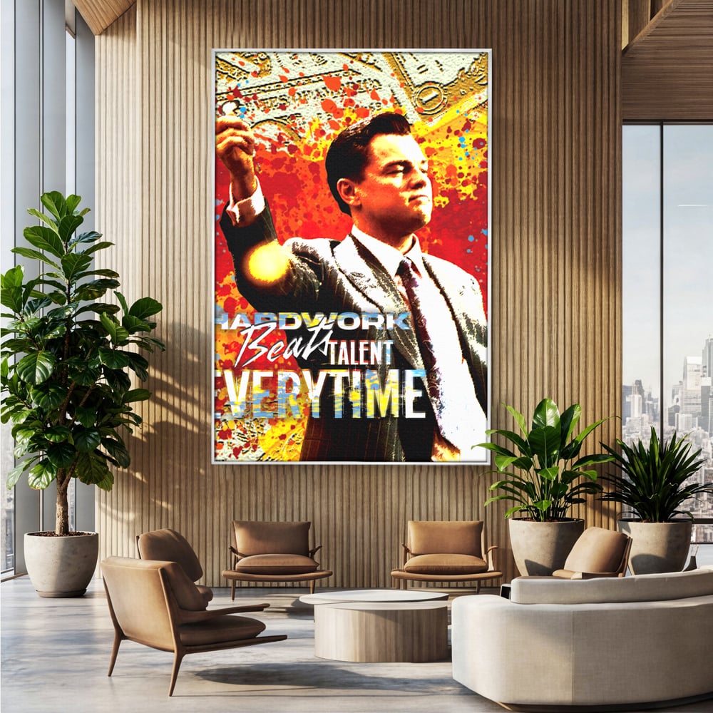 Tablou Canvas Premium LuxCanva® B1027, Wall Street ,  Decorativ, Film American, DiCaprio, Motivational, Culori Vibrante