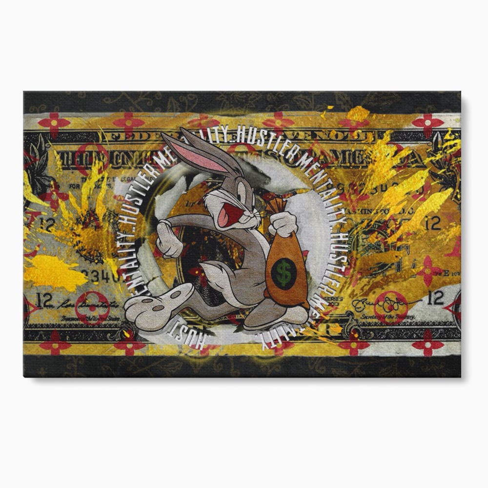Tablou Canvas Premium, LuxCanva® B1028, Dolar Bugs Bunny, Decorativ, Animatie, Dolari, America, Culori Vibrante