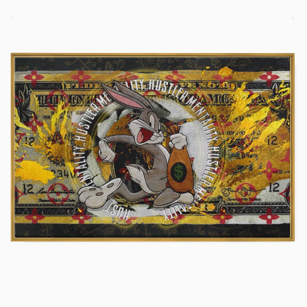Tablou Canvas Premium, LuxCanva® B1028, Dolar Bugs Bunny, Decorativ, Animatie, Dolari, America, Culori Vibrante