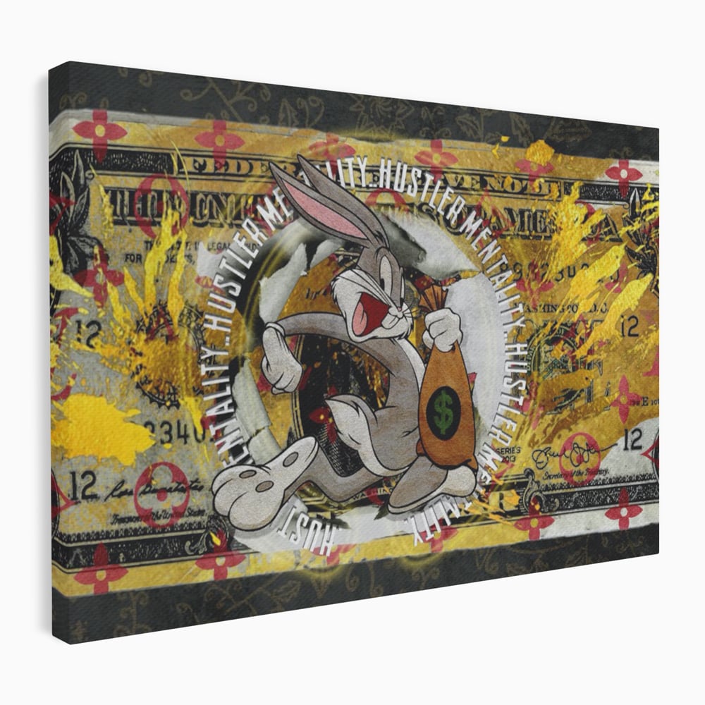Tablou Canvas Premium, LuxCanva® B1028, Dolar Bugs Bunny, Decorativ, Animatie, Dolari, America, Culori Vibrante