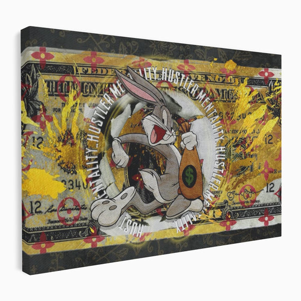 Tablou Canvas Premium, LuxCanva® B1028, Dolar Bugs Bunny, Decorativ, Animatie, Dolari, America, Culori Vibrante