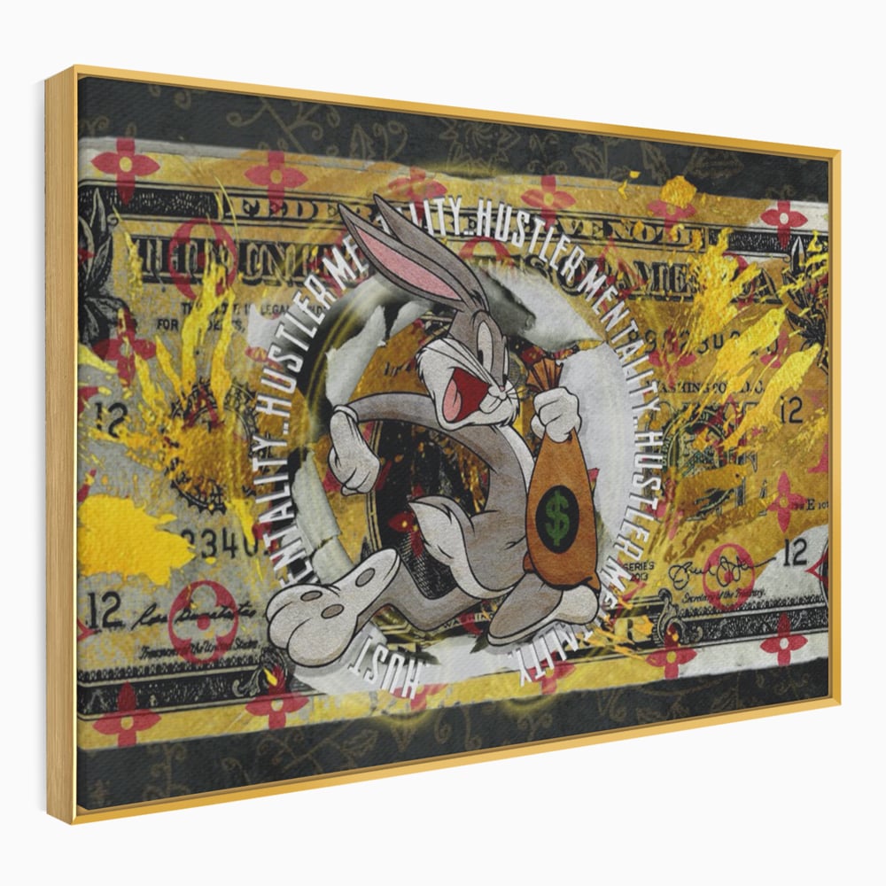 Tablou Canvas Premium, LuxCanva® B1028, Dolar Bugs Bunny, Decorativ, Animatie, Dolari, America, Culori Vibrante