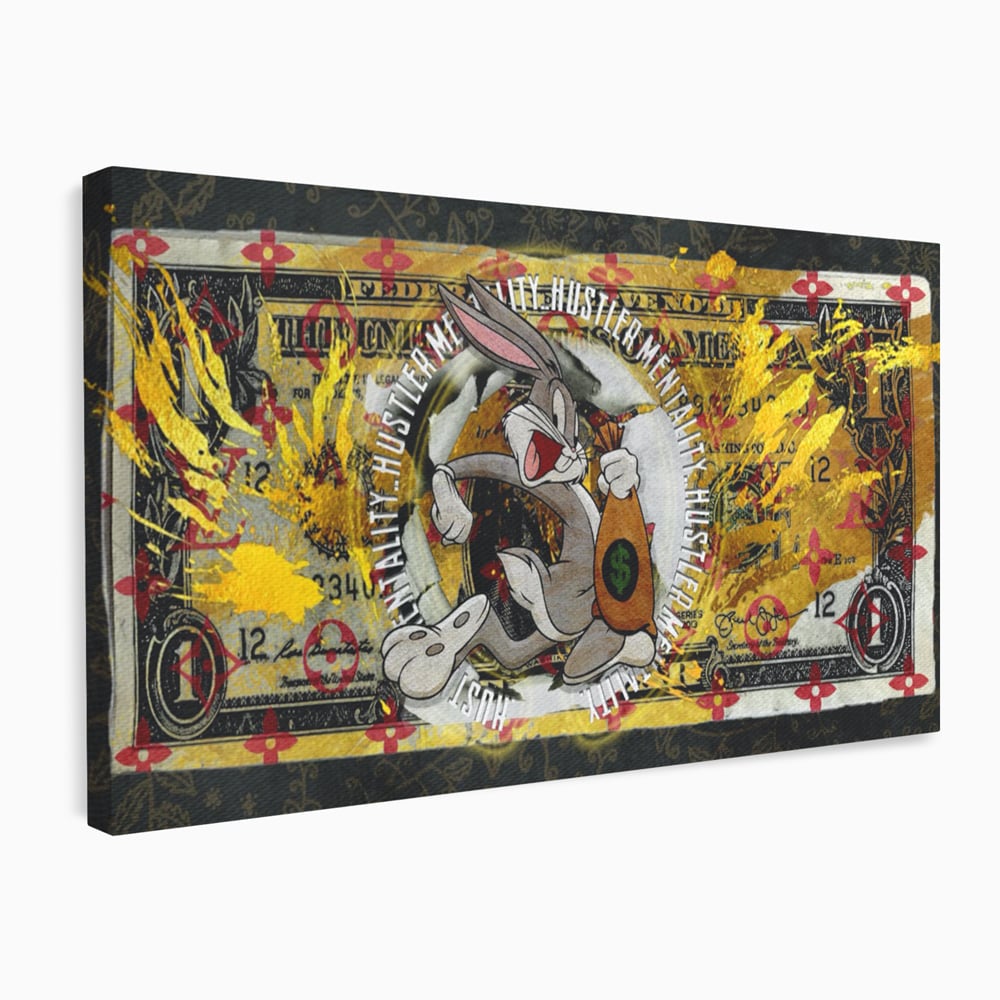 Tablou Canvas Premium, LuxCanva® B1028, Dolar Bugs Bunny, Decorativ, Animatie, Dolari, America, Culori Vibrante