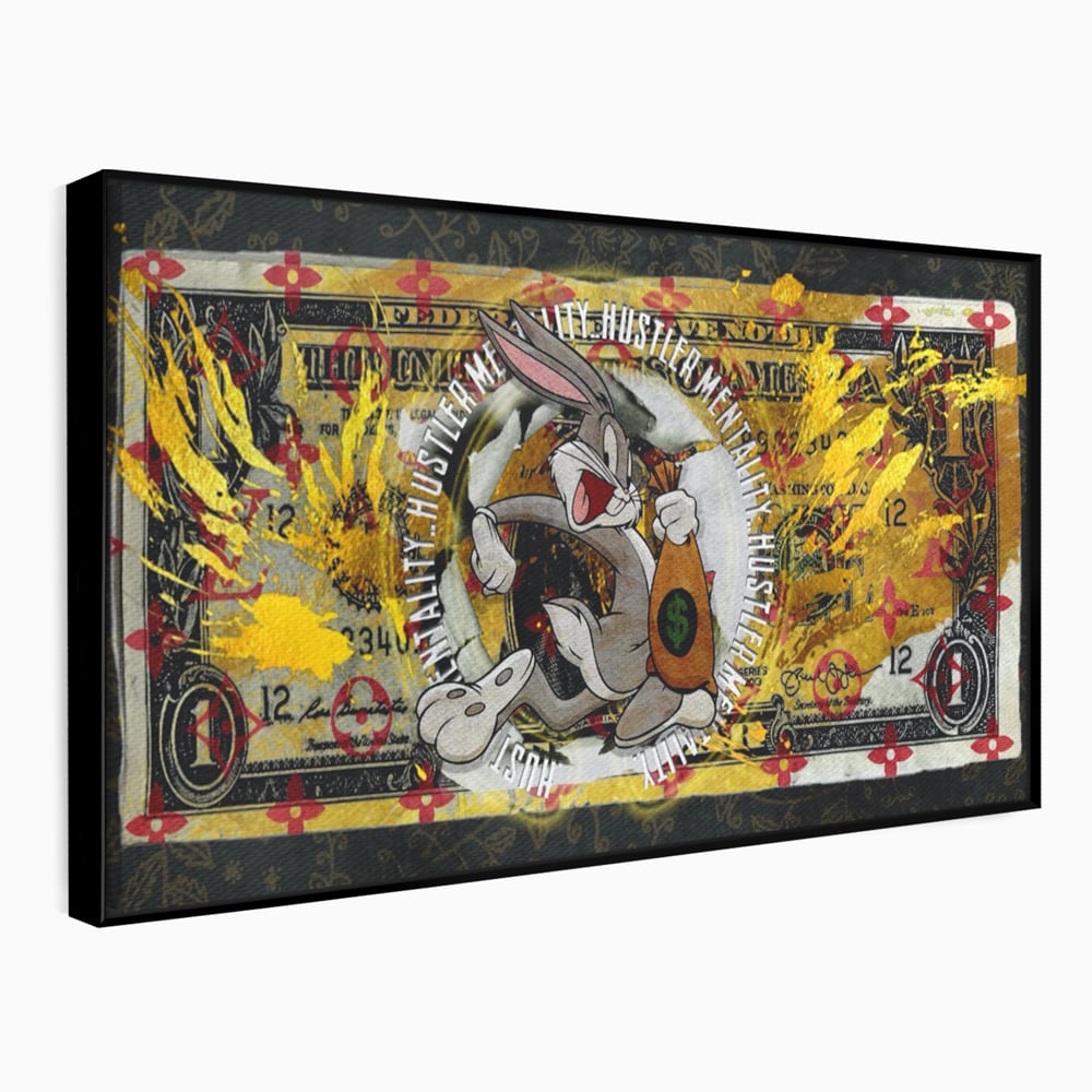 Tablou Canvas Premium, LuxCanva® B1028, Dolar Bugs Bunny, Decorativ, Animatie, Dolari, America, Culori Vibrante