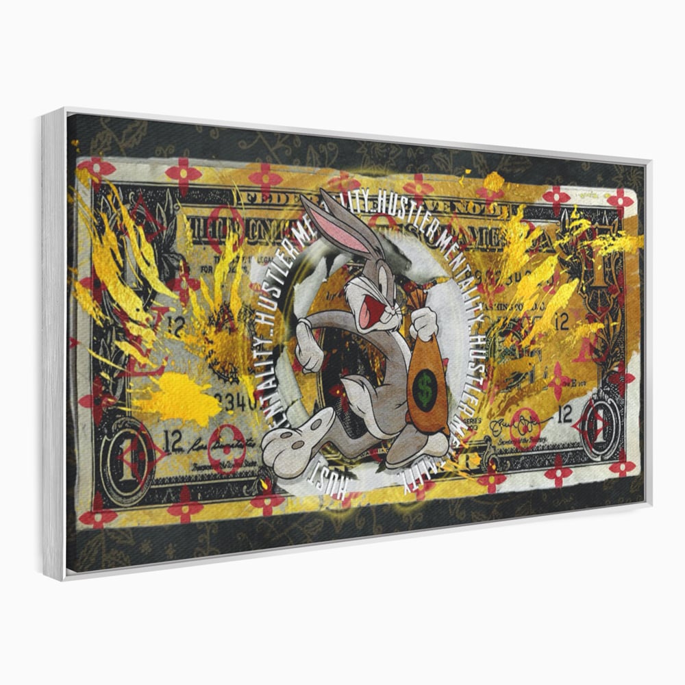 Tablou Canvas Premium, LuxCanva® B1028, Dolar Bugs Bunny, Decorativ, Animatie, Dolari, America, Culori Vibrante