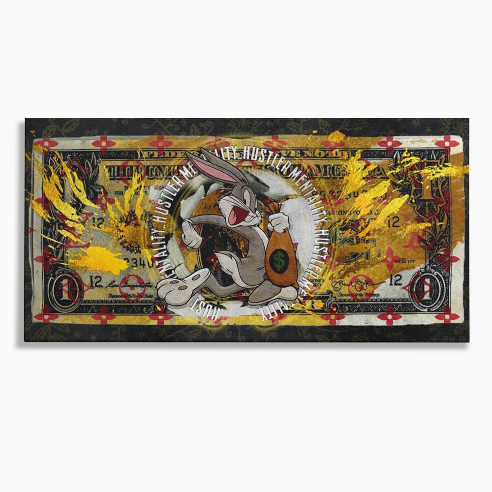 Tablou Canvas Premium, LuxCanva® B1028, Dolar Bugs Bunny, Decorativ, Animatie, Dolari, America, Culori Vibrante