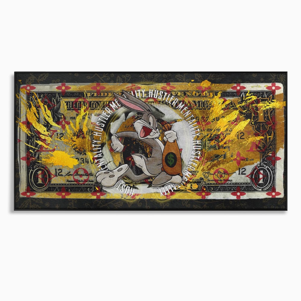 Tablou Canvas Premium, LuxCanva® B1028, Dolar Bugs Bunny, Decorativ, Animatie, Dolari, America, Culori Vibrante