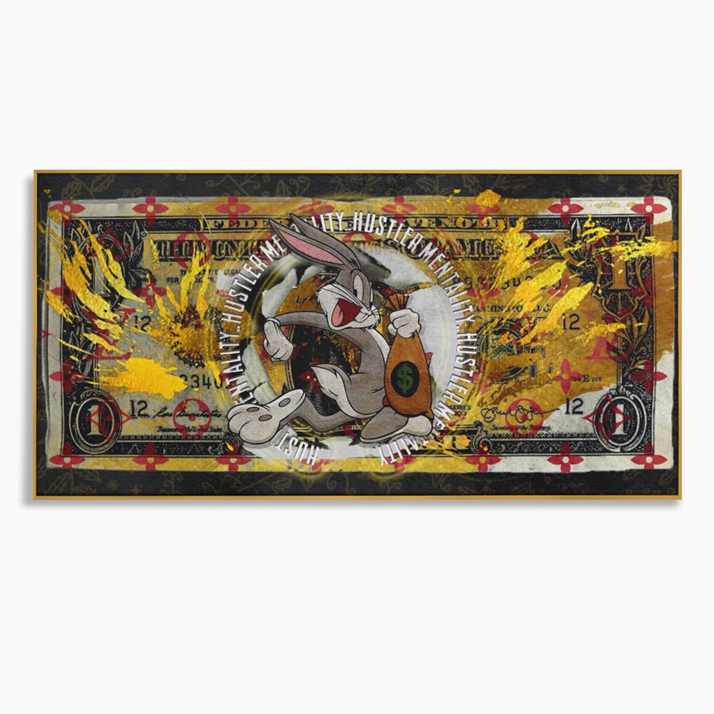 Tablou Canvas Premium, LuxCanva® B1028, Dolar Bugs Bunny, Decorativ, Animatie, Dolari, America, Culori Vibrante
