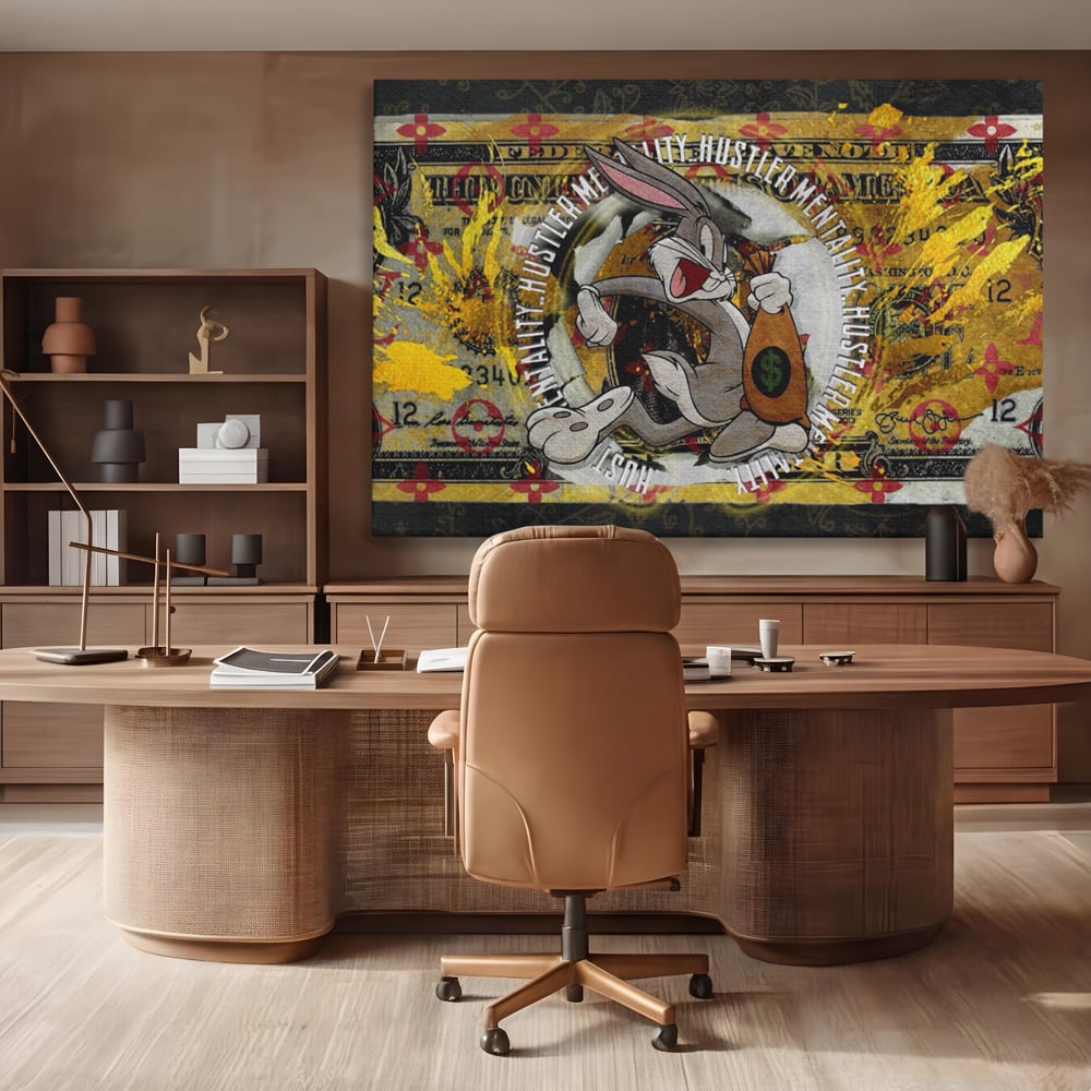 Tablou Canvas Premium, LuxCanva® B1028, Dolar Bugs Bunny, Decorativ, Animatie, Dolari, America, Culori Vibrante