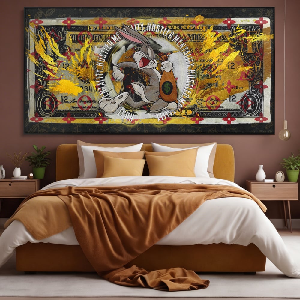 Tablou Canvas Premium, LuxCanva® B1028, Dolar Bugs Bunny, Decorativ, Animatie, Dolari, America, Culori Vibrante