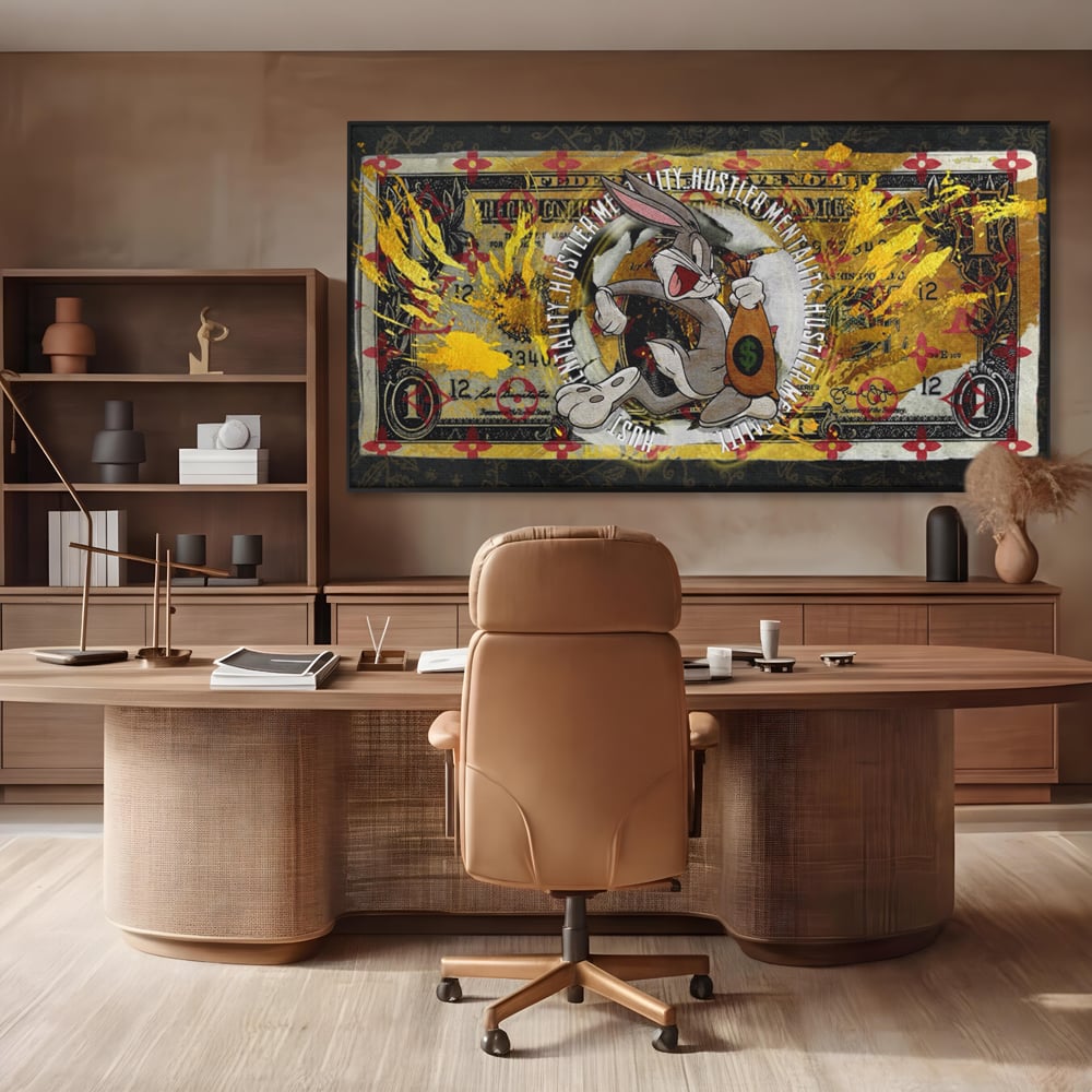 Tablou Canvas Premium, LuxCanva® B1028, Dolar Bugs Bunny, Decorativ, Animatie, Dolari, America, Culori Vibrante