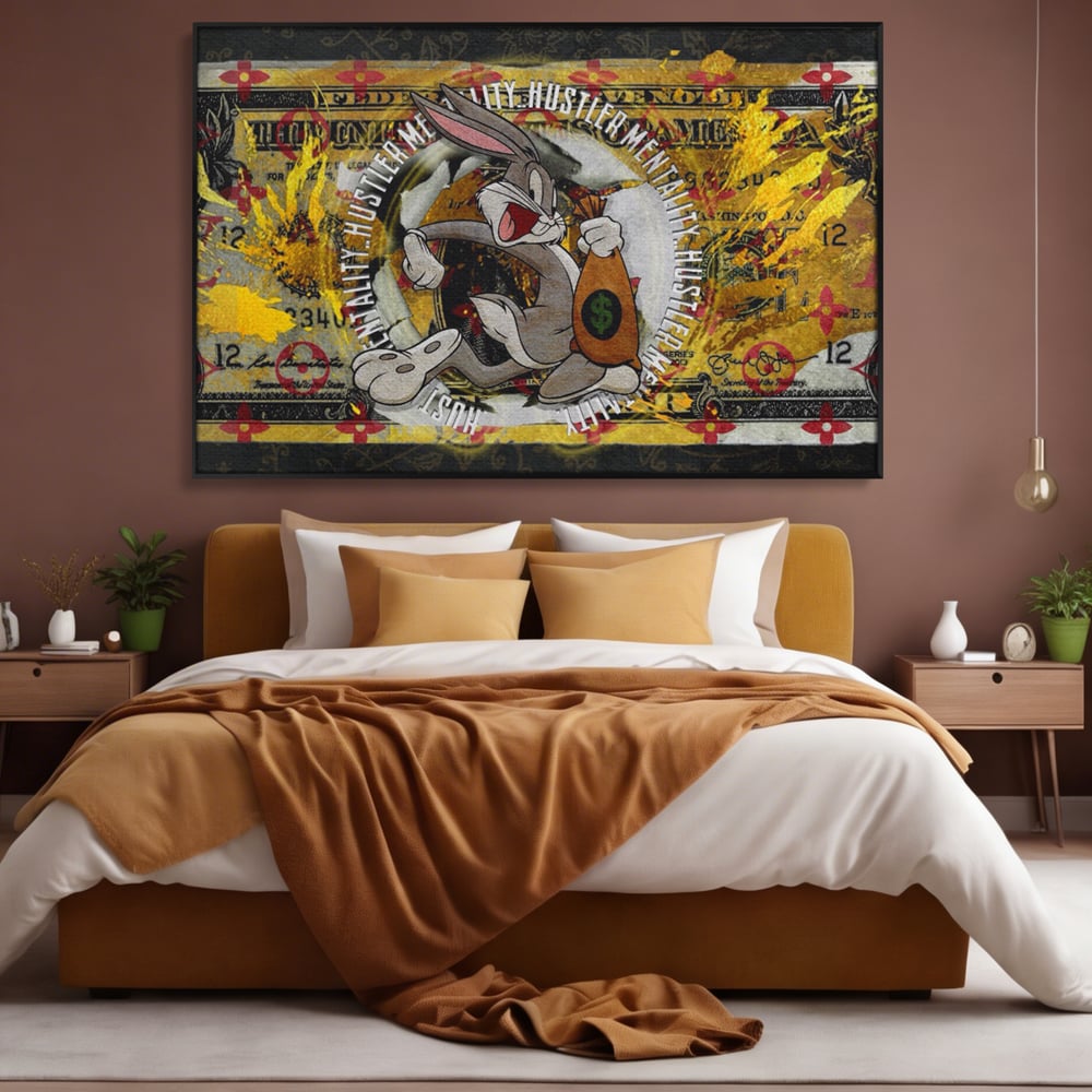 Tablou Canvas Premium, LuxCanva® B1028, Dolar Bugs Bunny, Decorativ, Animatie, Dolari, America, Culori Vibrante