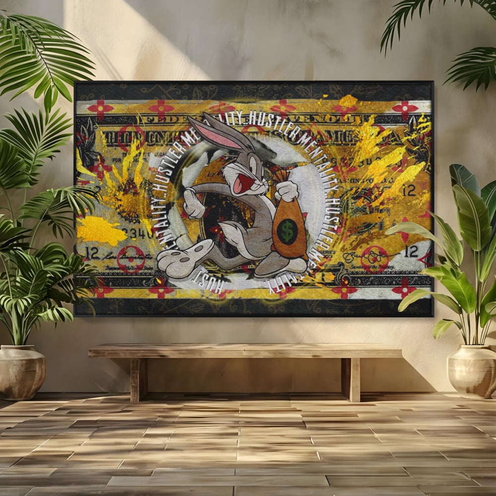 Tablou Canvas Premium, LuxCanva® B1028, Dolar Bugs Bunny, Decorativ, Animatie, Dolari, America, Culori Vibrante
