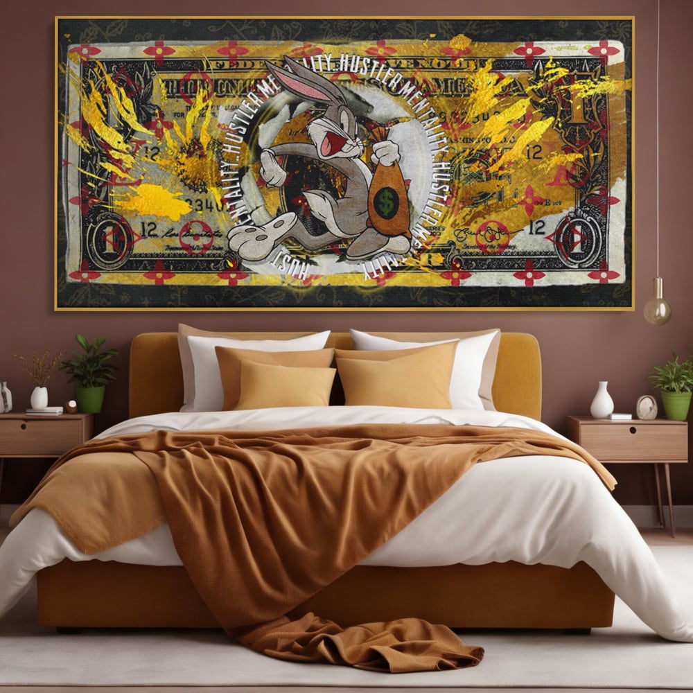 Tablou Canvas Premium, LuxCanva® B1028, Dolar Bugs Bunny, Decorativ, Animatie, Dolari, America, Culori Vibrante