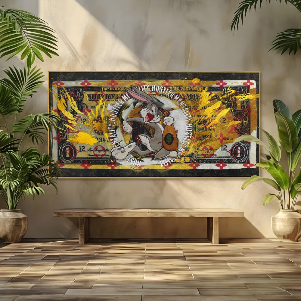 Tablou Canvas Premium, LuxCanva® B1028, Dolar Bugs Bunny, Decorativ, Animatie, Dolari, America, Culori Vibrante