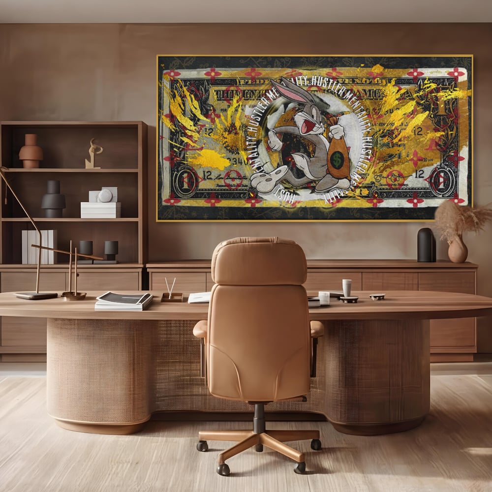 Tablou Canvas Premium, LuxCanva® B1028, Dolar Bugs Bunny, Decorativ, Animatie, Dolari, America, Culori Vibrante